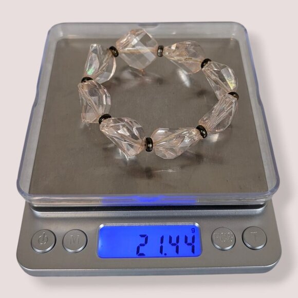 (2/$20) Pink Faceted Square Stretch Bracelet - Picture 5 of 5